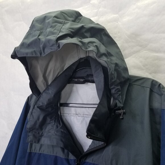Frogg Toggs Jacket Men L Blue Gray Nylon Hooded Full Zip Rain Coat Windbreaker - Picture 12 of 16